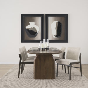 Isla Oval Dining Table w/Dark Brown Wood Top & Arched Legs