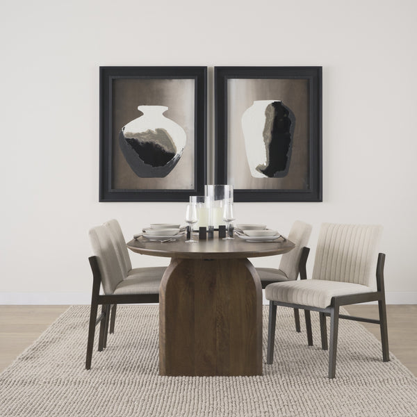 Isla Oval Dining Table w/Dark Brown Wood Top & Arched Legs