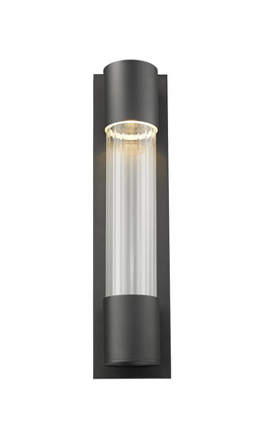 Striate 1 Light Outdoor Wall Sconce in Black Finish