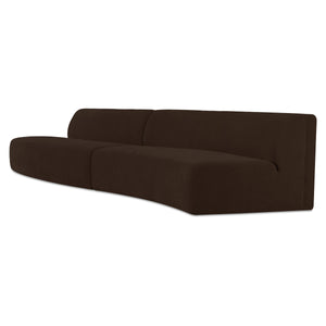 Naomi 2-Piece Wave Modular Sectional in Dark Brown