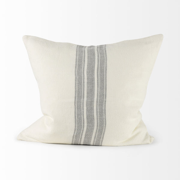 Patrice 22 x 22 Cream With Gray Stripes Decorative Pillow Cover