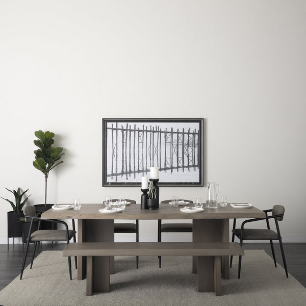 Langston Brown Faux-Leather Seat Black Iron Frame Dining Chair