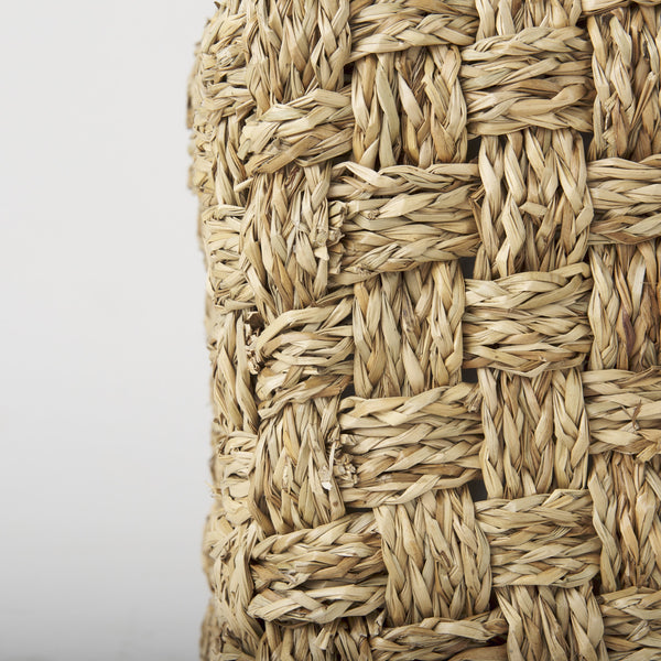 Adele  17.7L x 17.7W x 17.7H Medium Brown Seagrass Woven Square Pouf