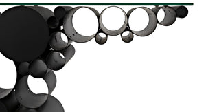 Paradox Console Table in Matte Black Industrial Steel with Glass Top