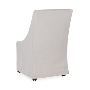 Warwick Upholstered Rolling Dining Chair in Stone Beige
