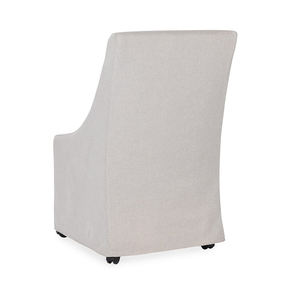Warwick Upholstered Rolling Dining Chair in Stone Beige