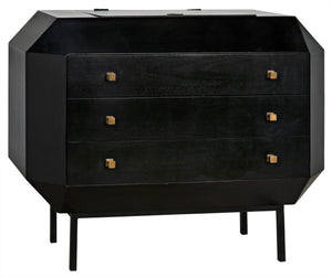 Rhiana Mahogany Dresser with Brass Pulls in Hand-Rubbed Black Finish