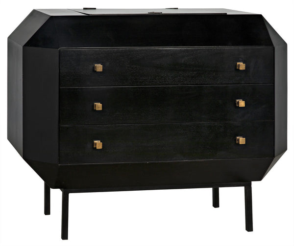 Rhiana Mahogany Dresser with Brass Pulls in Hand-Rubbed Black Finish