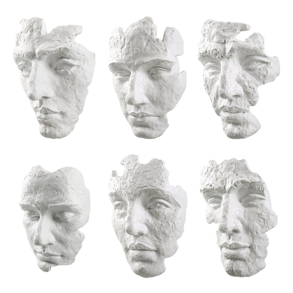 Self-Portrait White Mask Wall Decor, Set/6