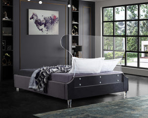 Levi Full Bed In Grey Velvet