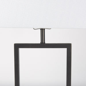 Peyton 14.0L x 9.0W x 26.2H Black Metal W/Marble Cube and White Shade Table Lamp
