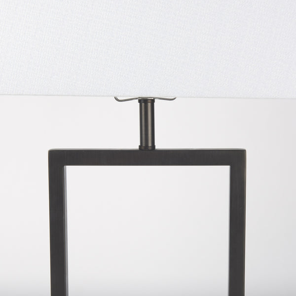 Peyton 14.0L x 9.0W x 26.2H Black Metal W/Marble Cube and White Shade Table Lamp
