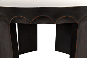 Fluted Side Table, Pale with Light Brown Trim