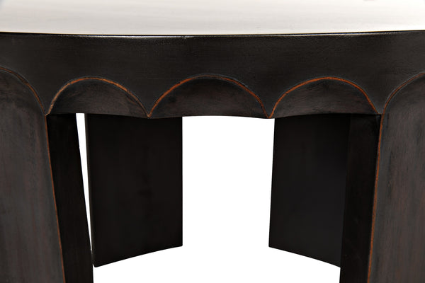 Fluted Side Table, Pale with Light Brown Trim