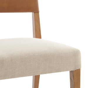 Kylo PU/ Fabric Dining Side Chair, Borneo Chocolate/Meridien Cream