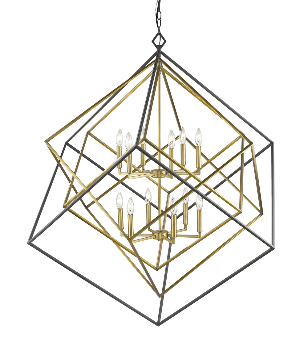 Euclid 12 Light Chandelier in Olde Brass + Bronze Finish