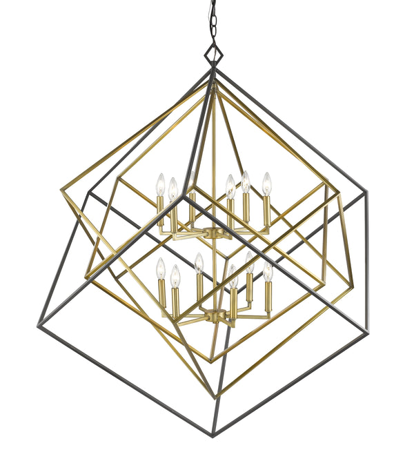 Euclid 12 Light Chandelier in Olde Brass + Bronze Finish