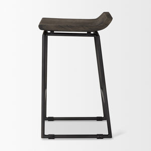 Givens IV 24.25" Seat Height Black Wood Seat Black Frame Stool
