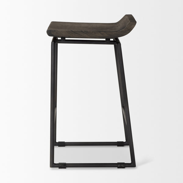 Givens IV 24.25" Seat Height Black Wood Seat Black Frame Stool