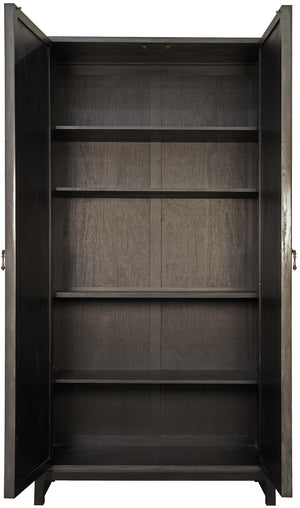 Maharadscha Hutch in Pale Mahogany and Veneer with Matte Black Industrial Steel Base and Brass Pulls