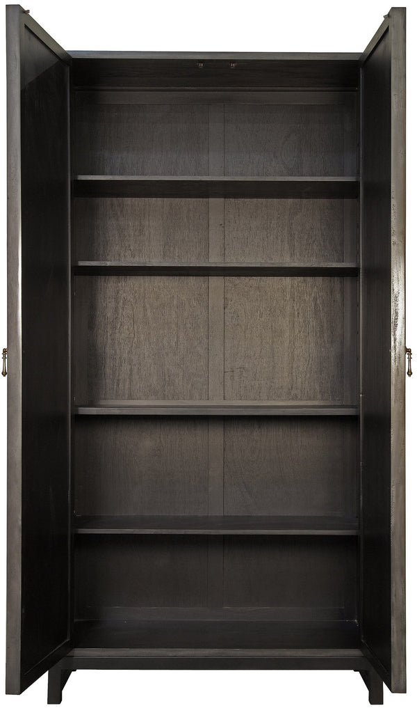 Maharadscha Hutch in Pale Mahogany and Veneer with Matte Black Industrial Steel Base and Brass Pulls