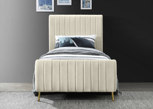 Marcos Twin Bed In Cream Velvet