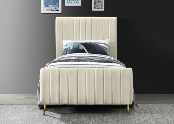 Marcos Twin Bed In Cream Velvet
