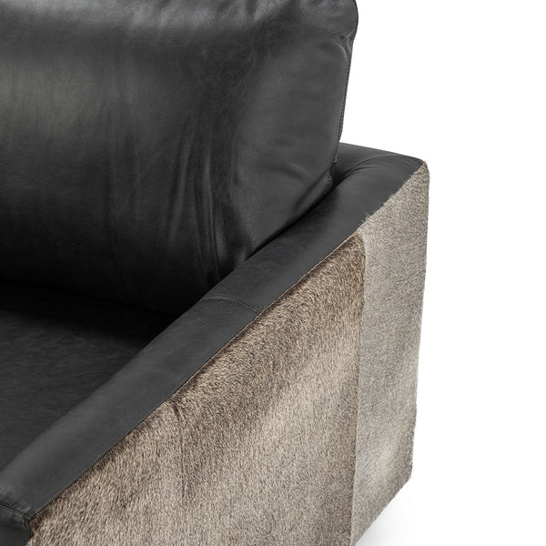 Lathe Hide Accent Chair with Gold Base - Rustic Shadow