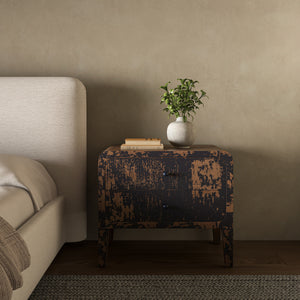 Iris Nightstand in Distressed Black Mango Wood