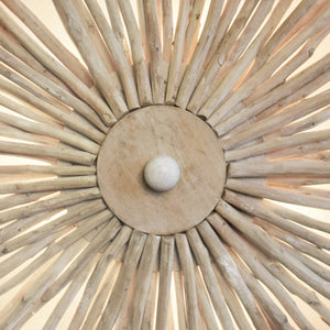LARGE ROUND WALL SCONCE HANDCRAFTED WITH WHITEWASH EUCALYPTUS WOOD