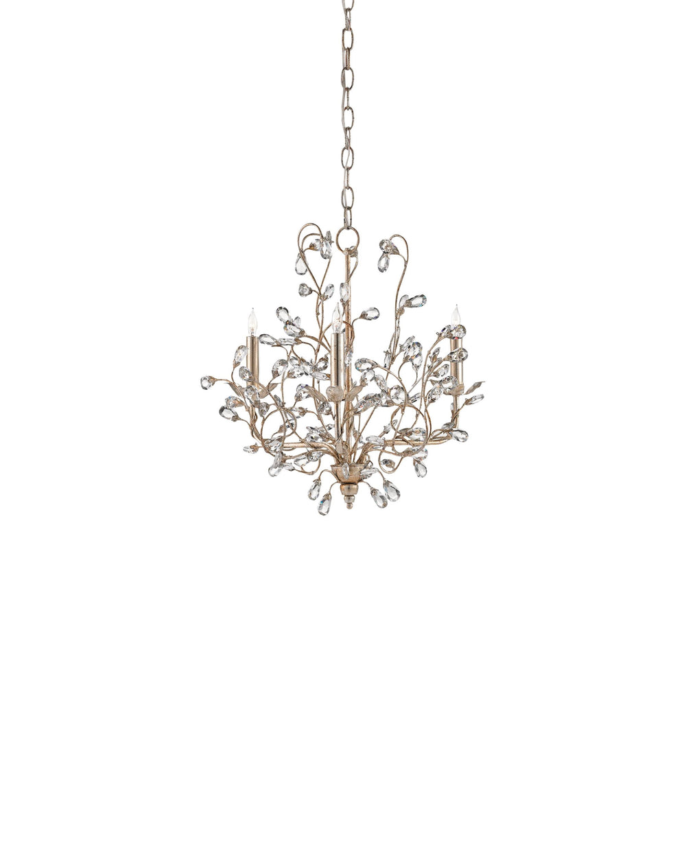 Crystal Bud Silver Small Chandelier In Silver Granello