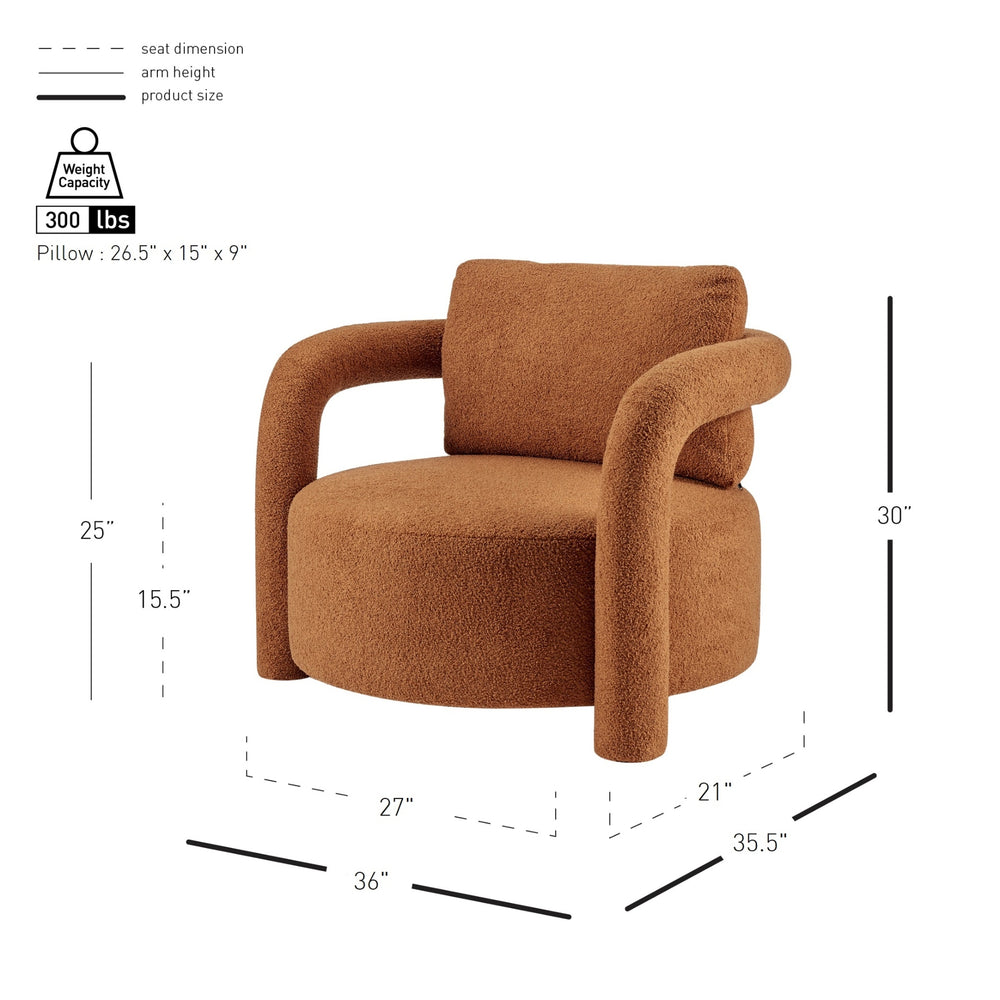 Maisie Faux Shearling Accent Arm Chair, Wilmont Brown