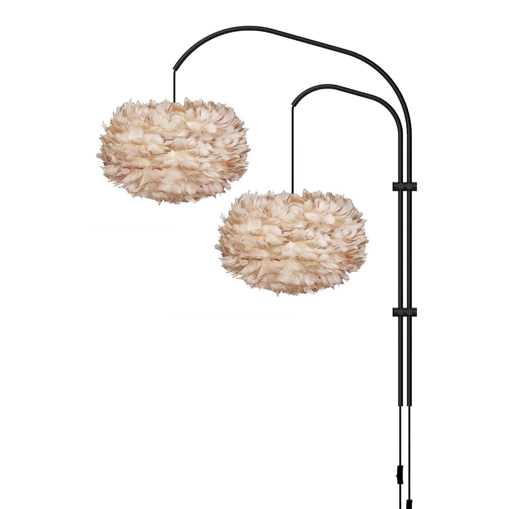 Eos Medium 2-Light Wall Lamp in Light Brown with Black Wall Hanger