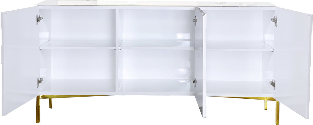 Aaron Sideboard/Buffet In White Lacquer/Gold Base