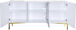 Aaron Sideboard/Buffet In White Lacquer/Gold Base