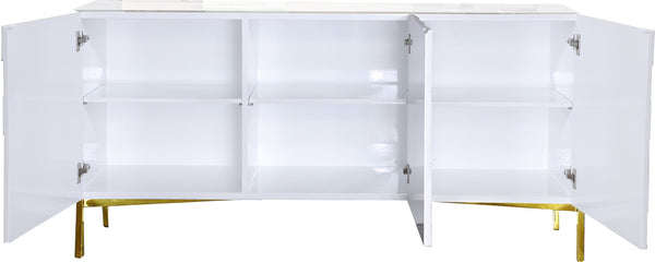 Aaron Sideboard/Buffet In White Lacquer/Gold Base