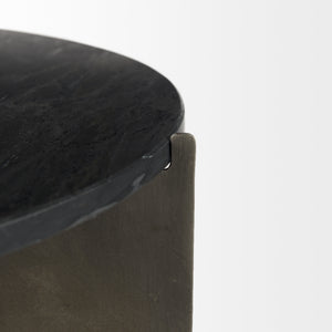 Reinhold II 21L x 21W x 21H Black Marble Top Iron Side Table