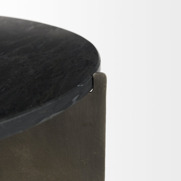 Reinhold II 21L x 21W x 21H Black Marble Top Iron Side Table