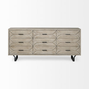 Giselle II Brown Fir Veneer W/Black Metal Leg 9 Drawer Sideboard