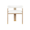 MODERN WOODEN ACCENT CHAIR WITH WHITE LINEN UPHOLSTERY