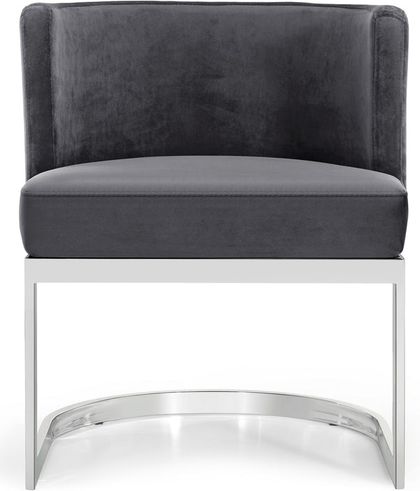 Donna Dining Chair In Grey Velvet and Chrome