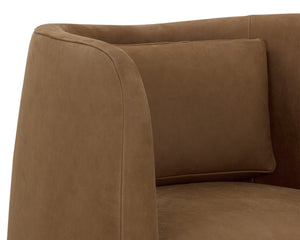 EMILIE SWIVEL LOUNGE CHAIR - NUBUCK CARAMEL LEATHER