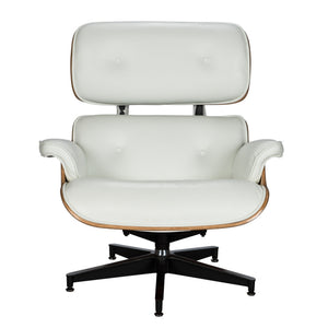 REYS LOUNGE CHAIR & OTTOMAN - WHITE LEATHER