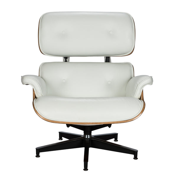 REYS LOUNGE CHAIR & OTTOMAN - WHITE LEATHER