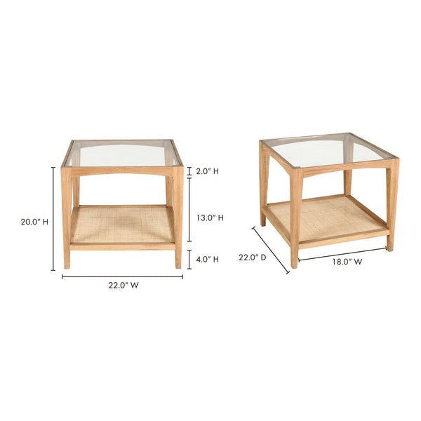 Moe's Harrington Side Table with Cane Shelf