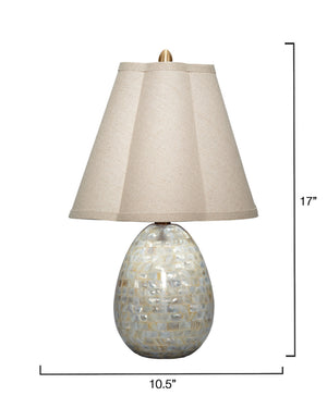 Capsule Mother of Pearl Table Lamp with Linen Shade