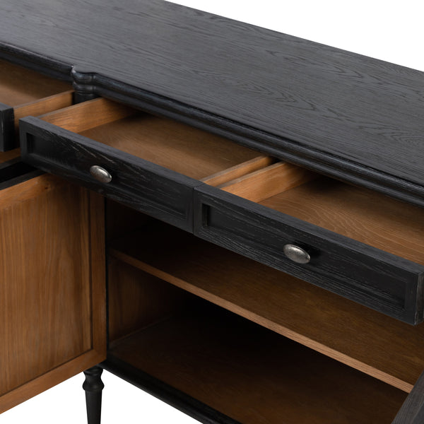 Toulouse Sideboard In Distressed Black Oak