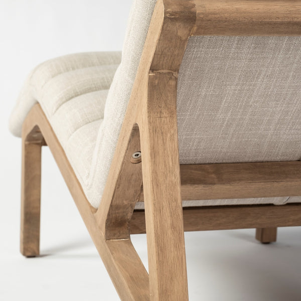 Pierre Beige Fabric Upholstered Armless Chaise Lounge Chair