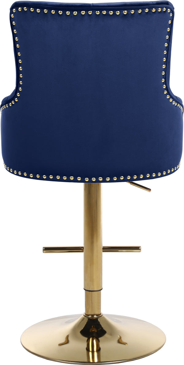 Stella Adjustable Stool In Navy Velvet and Gold