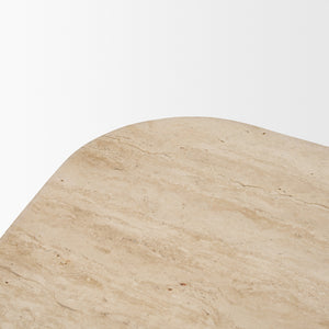 Symona Travertine and Mango Wood Rectangle Coffee Table